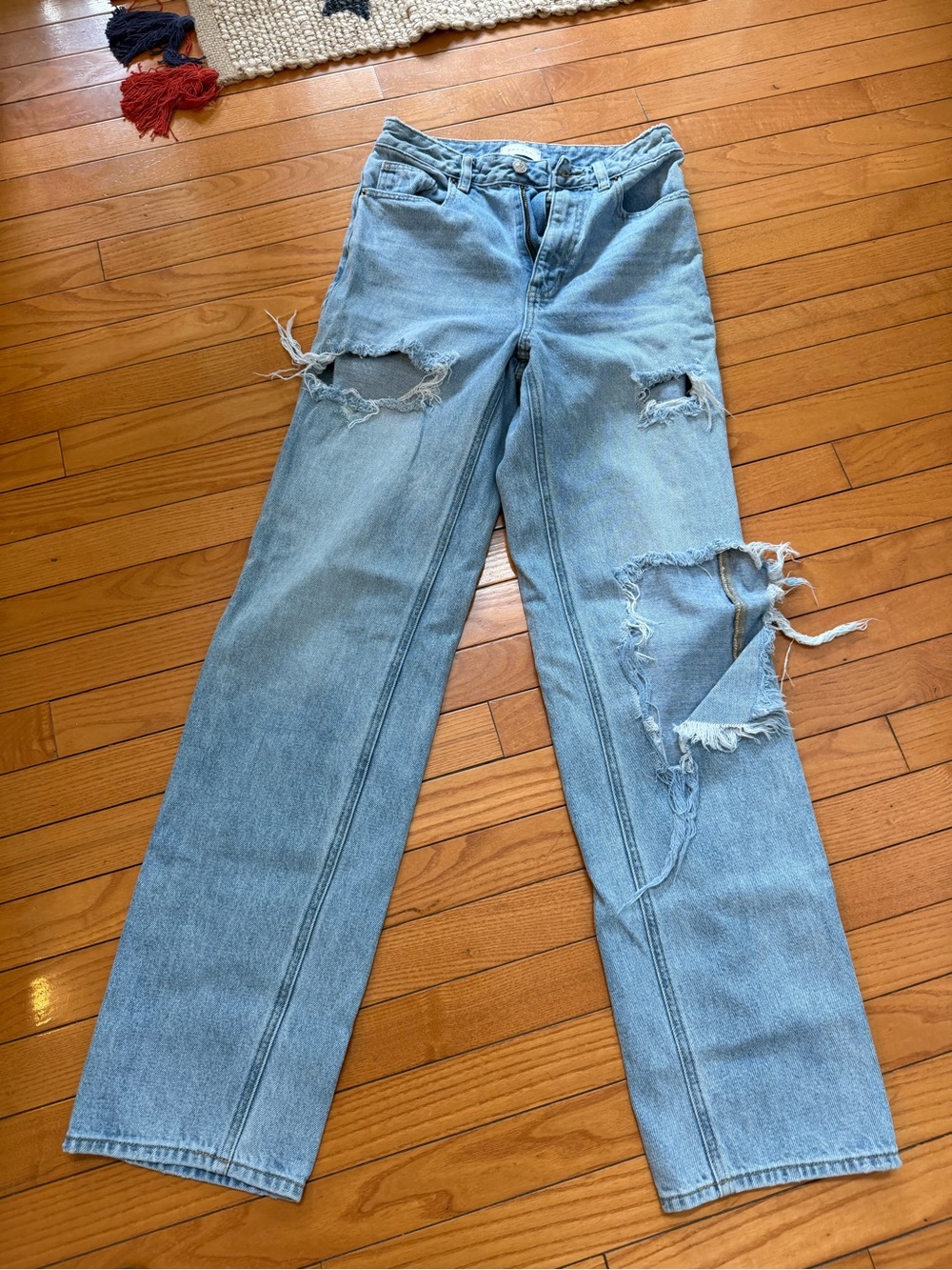 PacSun Light Blue Distressed Straight-Leg Jeans size 26